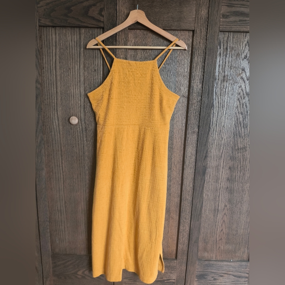 Madewell Midi Mustard Yellow Cotton Blend Dress